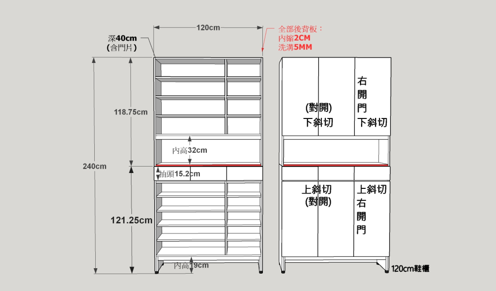 #系統@換色/訂做高度 系統120cm鞋櫃(1-2色)