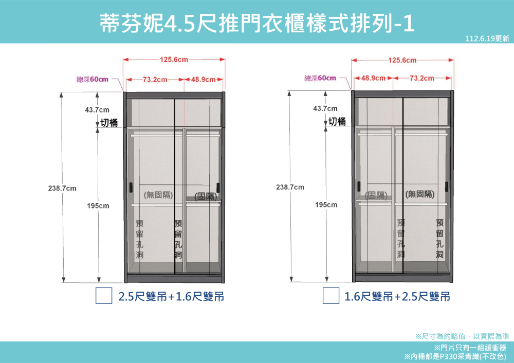#蒂芬妮 4.5尺推門衣櫃