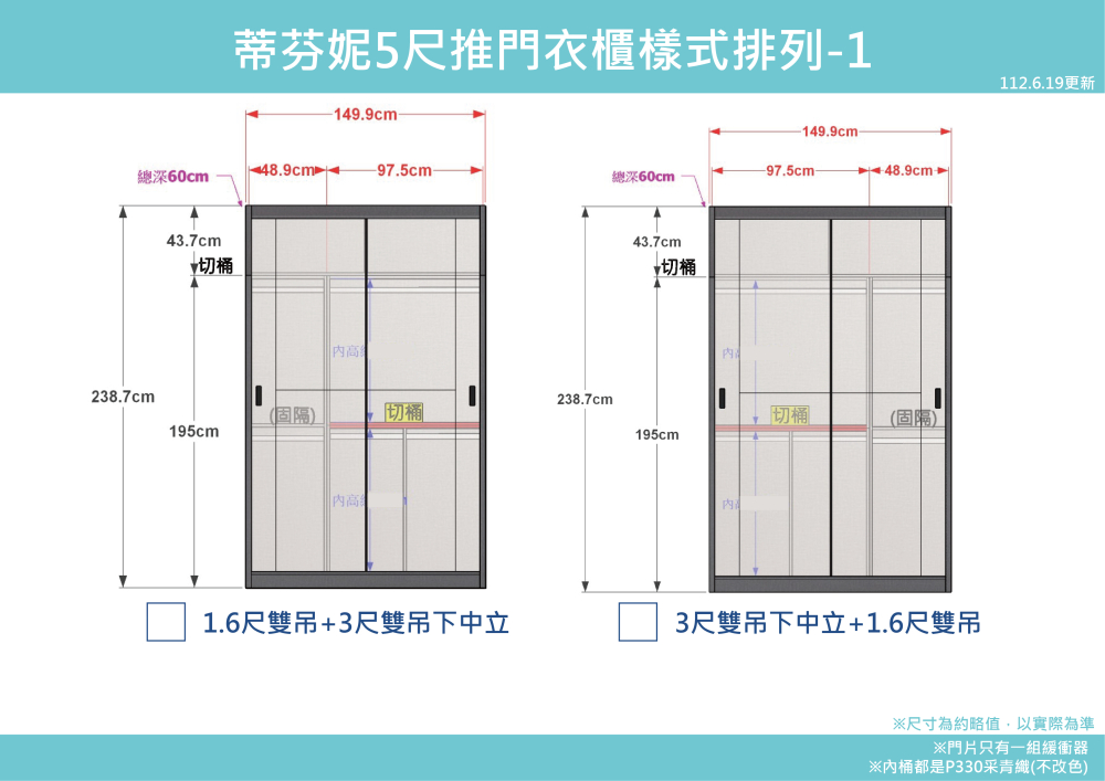 #蒂芬妮 5尺推門衣櫃