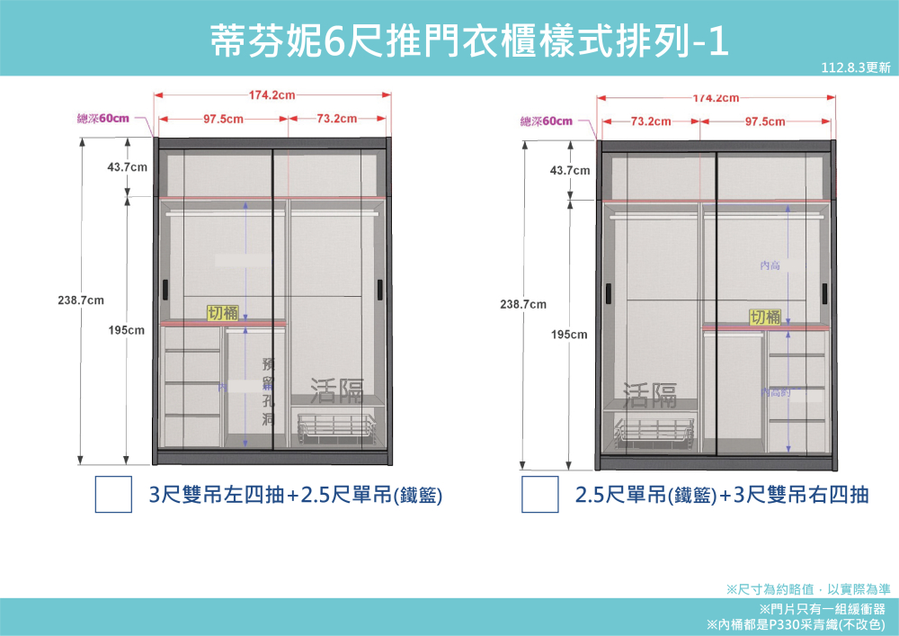 #蒂芬妮 6尺推門衣櫃