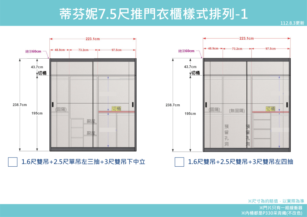 #蒂芬妮 7.5尺推門衣櫃