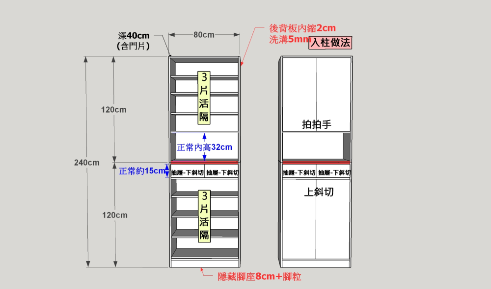 @換色/訂做高度 2.7*8尺玄關鞋櫃 (1-2色)