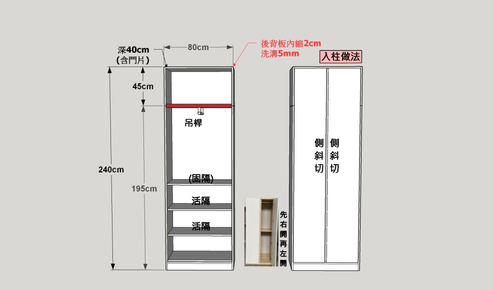 @換色/訂做高度 2.7*8尺玄關吊衣櫃 (1-2色)