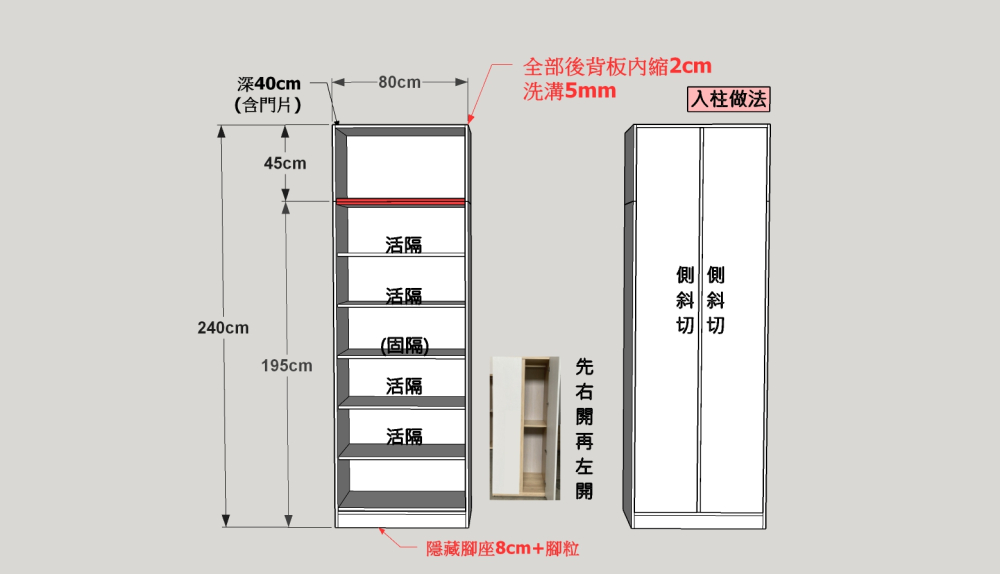 @換色/訂做高度 2.7*8尺玄關置物櫃 (1-2色)